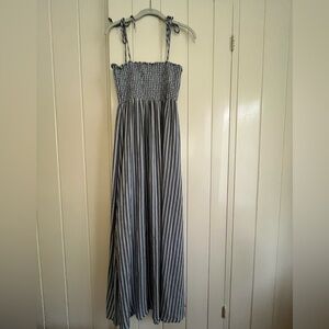 Show Me Your MuMu Blue and White Stripe Smocked Dress